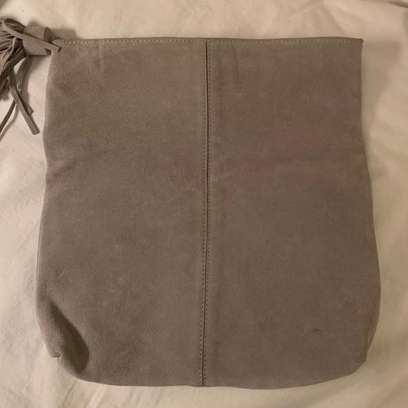 Leith gray 100% suede leather fold over clutch/bag - Picture 3 of 10